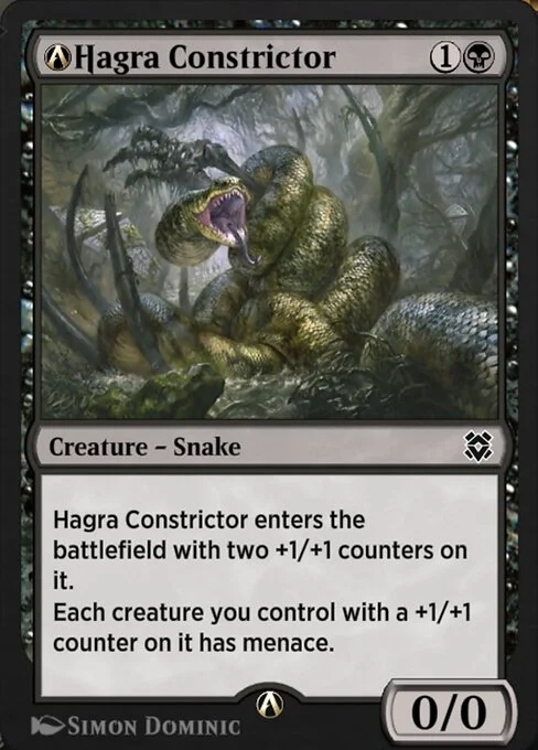 A-Hagra Constrictor, carta Magic di tipo Creature — Snake illustrata da Simon Dominic