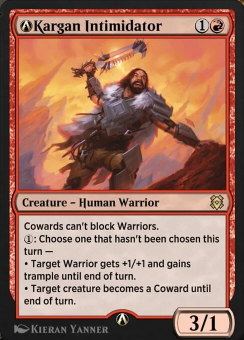 A-Kargan Intimidator, carta Magic di tipo Creature — Human Warrior illustrata da Kieran Yanner