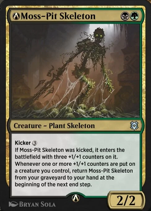 A-Moss-Pit Skeleton, carta Magic di tipo Creature — Plant Skeleton illustrata da Bryan Sola