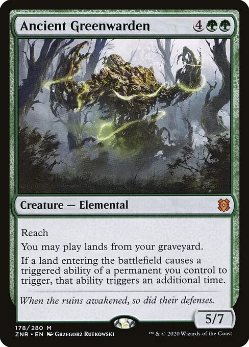 Ancient Greenwarden, carta Magic di tipo Creature — Elemental illustrata da Grzegorz Rutkowski