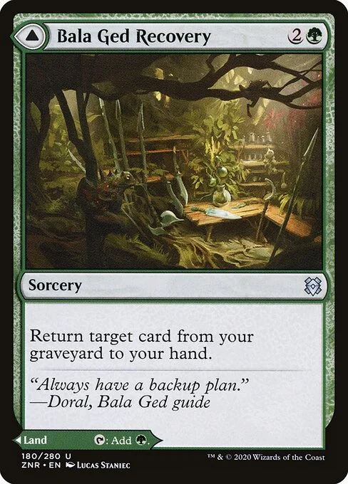 Bala Ged Recovery // Bala Ged Sanctuary, carta Magic di tipo Sorcery // Land illustrata da Lucas Staniec