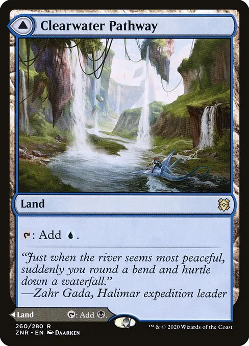 Clearwater Pathway // Murkwater Pathway, carta Magic di tipo Land // Land illustrata da Daarken