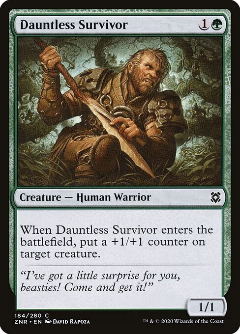 Dauntless Survivor, carta Magic di tipo Creature — Human Warrior illustrata da David Rapoza