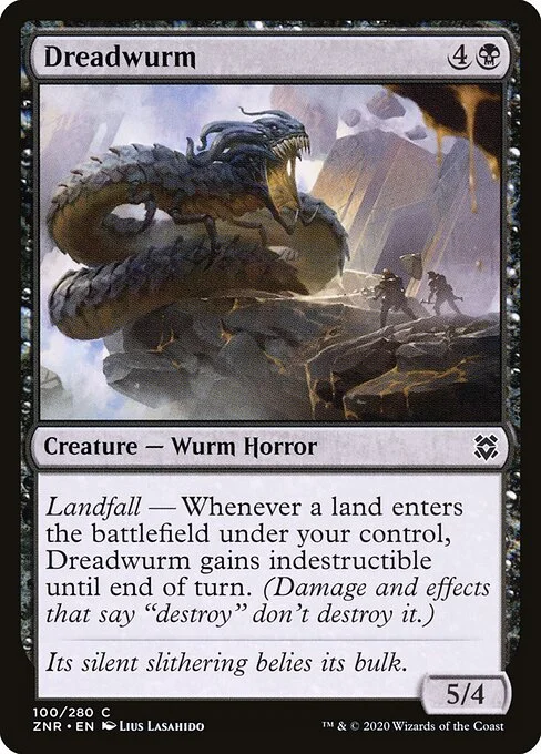 Dreadwurm, carta Magic di tipo Creature — Wurm Horror illustrata da Lius Lasahido