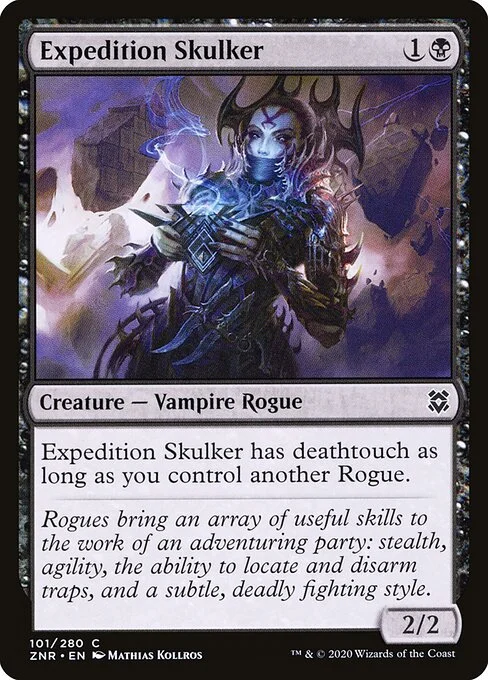Expedition Skulker, carta Magic di tipo Creature — Vampire Rogue illustrata da Mathias Kollros