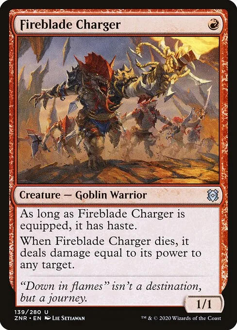 Fireblade Charger, carta Magic di tipo Creature — Goblin Warrior illustrata da Lie Setiawan