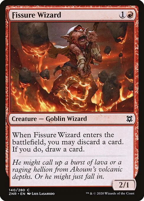 Fissure Wizard, carta Magic di tipo Creature — Goblin Wizard illustrata da Lius Lasahido