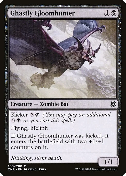 Ghastly Gloomhunter, carta Magic di tipo Creature — Zombie Bat illustrata da Zezhou Chen