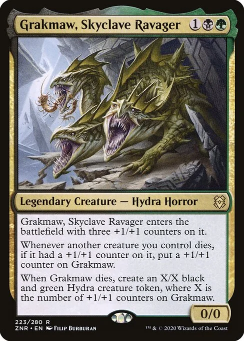 Grakmaw, Skyclave Ravager, carta Magic di tipo Legendary Creature — Hydra Horror illustrata da Filip Burburan