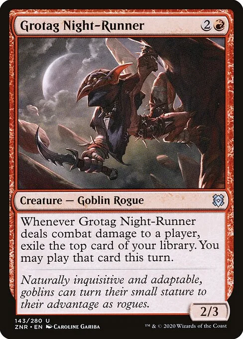 Grotag Night-Runner, carta Magic di tipo Creature — Goblin Rogue illustrata da Caroline Gariba