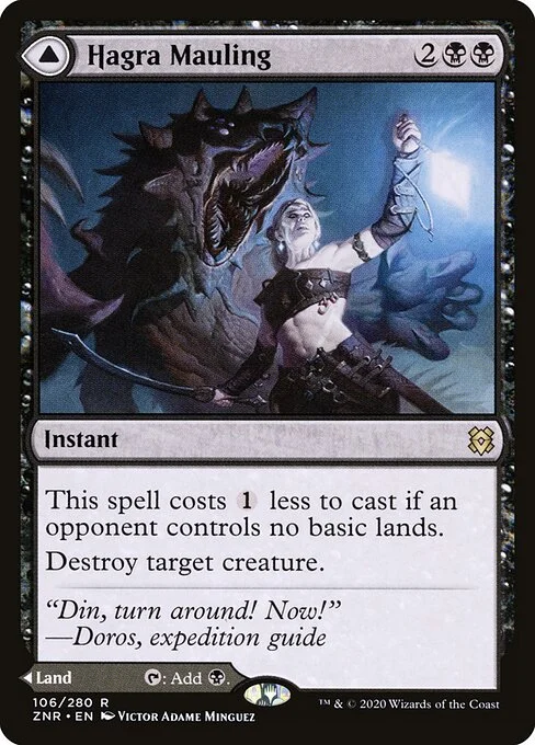 Hagra Mauling // Hagra Broodpit, carta Magic di tipo Instant // Land illustrata da Victor Adame Minguez