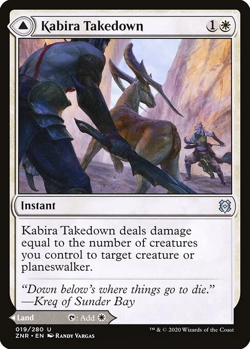 Kabira Takedown // Kabira Plateau, carta Magic di tipo Instant // Land illustrata da Randy Vargas