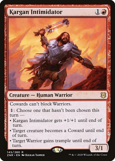 Kargan Intimidator, carta Magic di tipo Creature — Human Warrior illustrata da Kieran Yanner