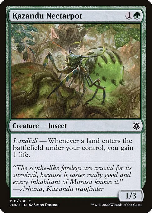 Kazandu Nectarpot, carta Magic di tipo Creature — Insect illustrata da Simon Dominic