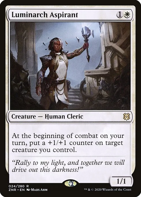 Luminarch Aspirant, carta Magic di tipo Creature — Human Cleric illustrata da Mads Ahm