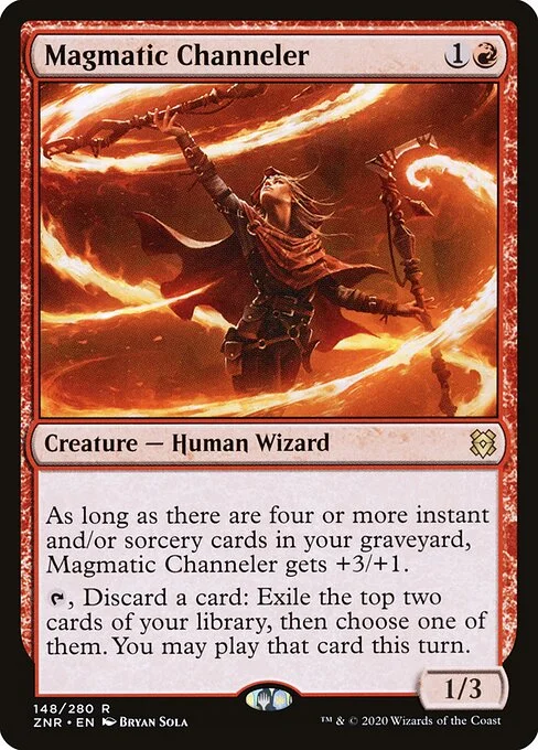 Magmatic Channeler, carta Magic di tipo Creature — Human Wizard illustrata da Bryan Sola