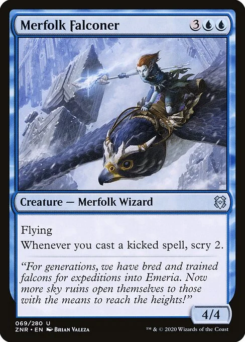 Merfolk Falconer, carta Magic di tipo Creature — Merfolk Wizard illustrata da Brian Valeza
