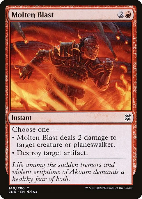 Molten Blast, carta Magic di tipo Instant illustrata da Izzy