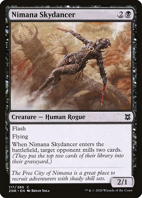Nimana Skydancer, carta Magic di tipo Creature — Human Rogue illustrata da Bryan Sola