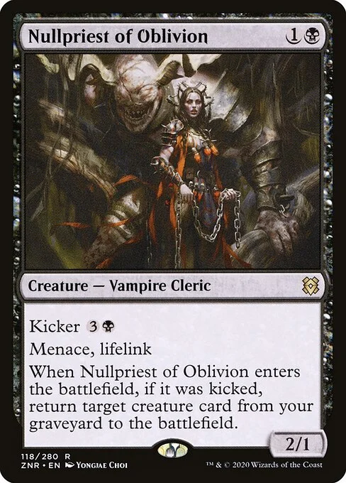Nullpriest of Oblivion, carta Magic di tipo Creature — Vampire Cleric illustrata da Yongjae Choi