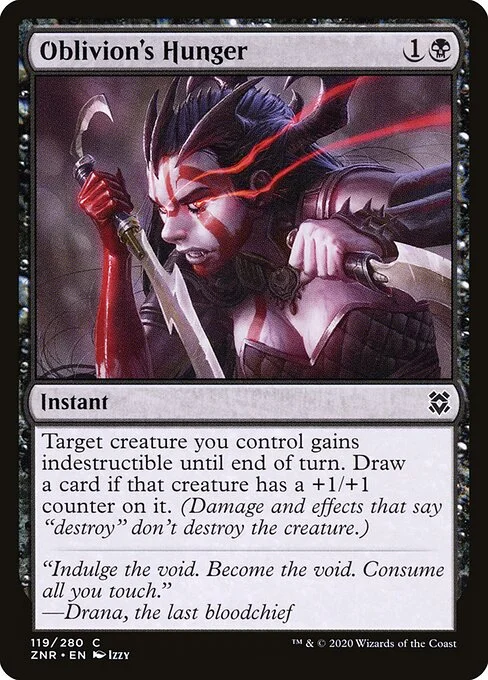 Oblivion's Hunger, carta Magic di tipo Instant illustrata da Izzy