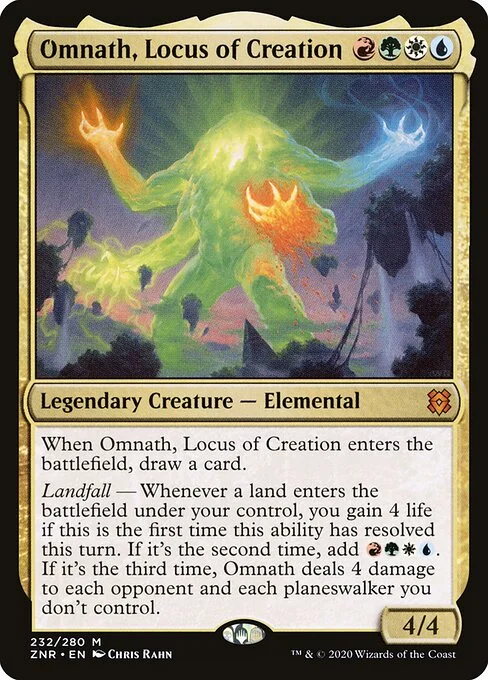 Omnath, Locus of Creation, carta Magic di tipo Legendary Creature — Elemental illustrata da Chris Rahn