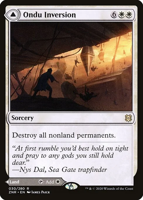 Ondu Inversion // Ondu Skyruins, carta Magic di tipo Sorcery // Land illustrata da James Paick