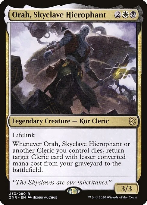 Orah, Skyclave Hierophant, carta Magic di tipo Legendary Creature — Kor Cleric illustrata da Heonhwa