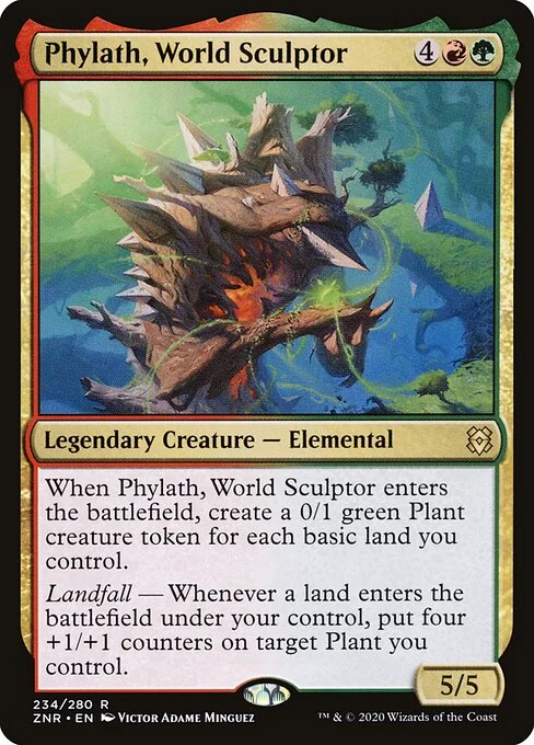 Phylath, World Sculptor, carta Magic di tipo Legendary Creature — Elemental illustrata da Victor Adame Minguez