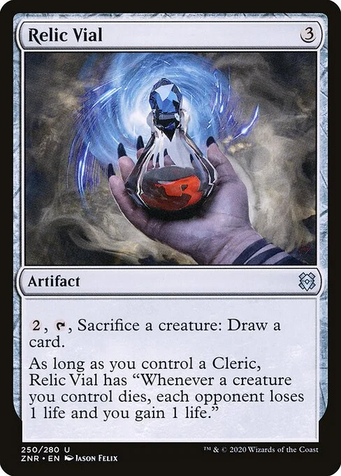 Relic Vial, carta Magic di tipo Artifact illustrata da Jason Felix
