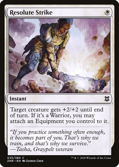 Resolute Strike, carta Magic di tipo Instant illustrata da Zezhou Chen