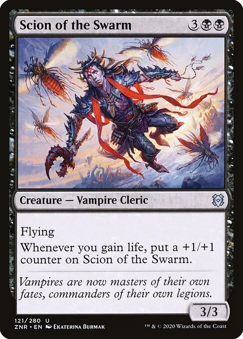 Scion of the Swarm, carta Magic di tipo Creature — Vampire Cleric illustrata da Ekaterina Burmak