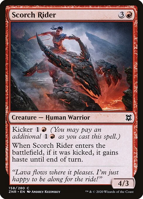 Scorch Rider, carta Magic di tipo Creature — Human Warrior illustrata da Andrey Kuzinskiy