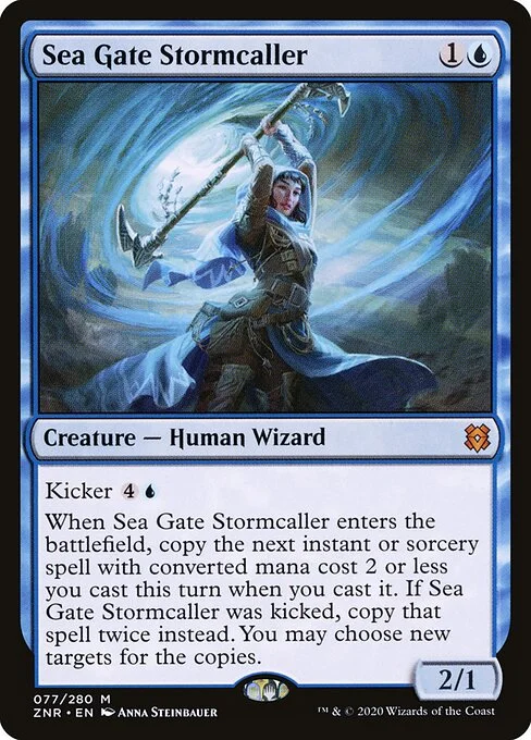 Sea Gate Stormcaller, carta Magic di tipo Creature — Human Wizard illustrata da Anna Steinbauer