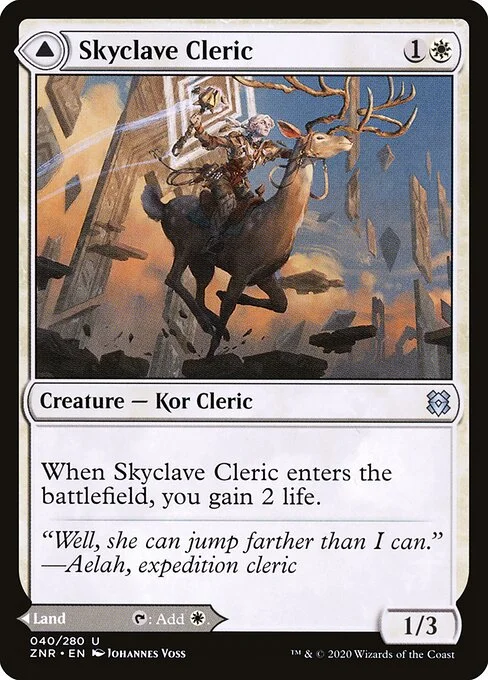 Skyclave Cleric // Skyclave Basilica, carta Magic di tipo Creature — Kor Cleric // Land illustrata da Johannes Voss