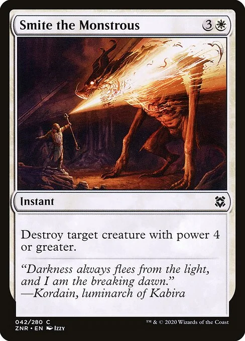 Smite the Monstrous, carta Magic di tipo Instant illustrata da Izzy