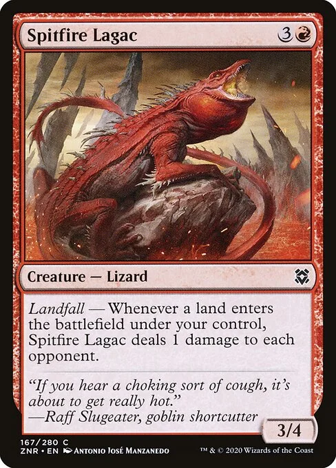 Spitfire Lagac, carta Magic di tipo Creature — Lizard illustrata da Antonio José Manzanedo