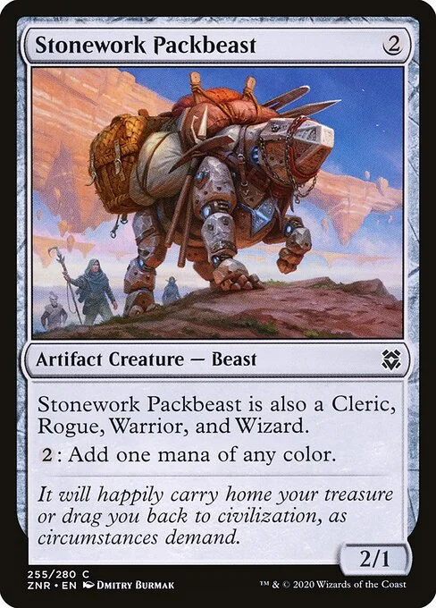 Stonework Packbeast, carta Magic di tipo Artifact Creature — Beast illustrata da Dmitry Burmak