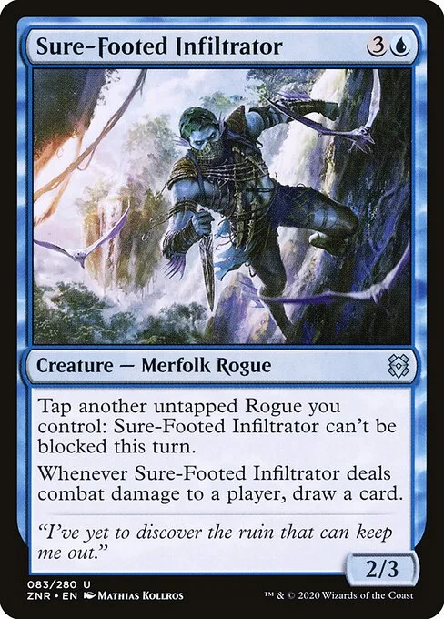 Sure-Footed Infiltrator, carta Magic di tipo Creature — Merfolk Rogue illustrata da Mathias Kollros