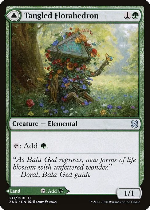 Tangled Florahedron // Tangled Vale, carta Magic di tipo Creature — Elemental // Land illustrata da Randy Vargas