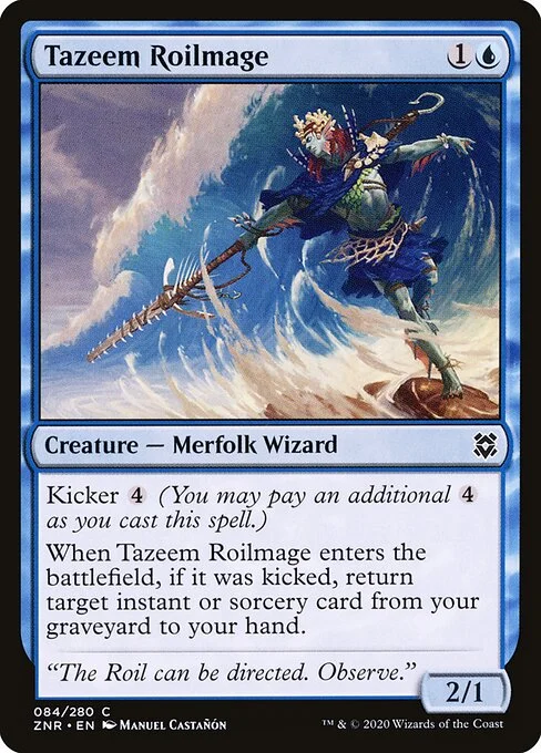 Tazeem Roilmage, carta Magic di tipo Creature — Merfolk Wizard illustrata da Manuel Castañón