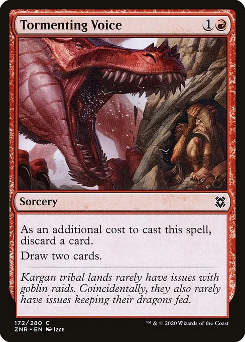 Tormenting Voice, carta Magic di tipo Sorcery illustrata da Izzy