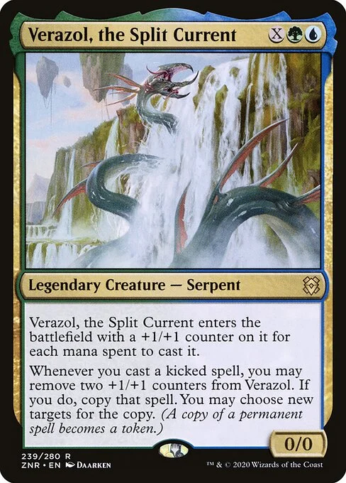 Verazol, the Split Current, carta Magic di tipo Legendary Creature — Serpent illustrata da Daarken