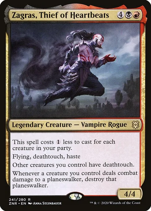 Zagras, Thief of Heartbeats, carta Magic di tipo Legendary Creature — Vampire Rogue illustrata da Anna Steinbauer
