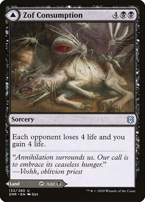 Zof Consumption // Zof Bloodbog, carta Magic di tipo Sorcery // Land illustrata da Izzy